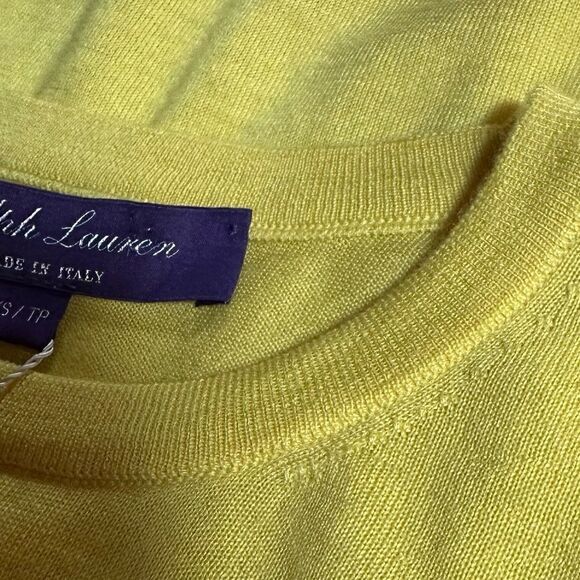 Ralph Lauren Canary Yellow Italian Cashmere Crewneck Long Sleeve Sweater - Picture 13 of 14